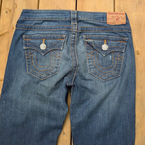 True Religion Women's Dark Wash Skinny Jeans with Embellished Buttons - Size 27 - Picture 10 of 10